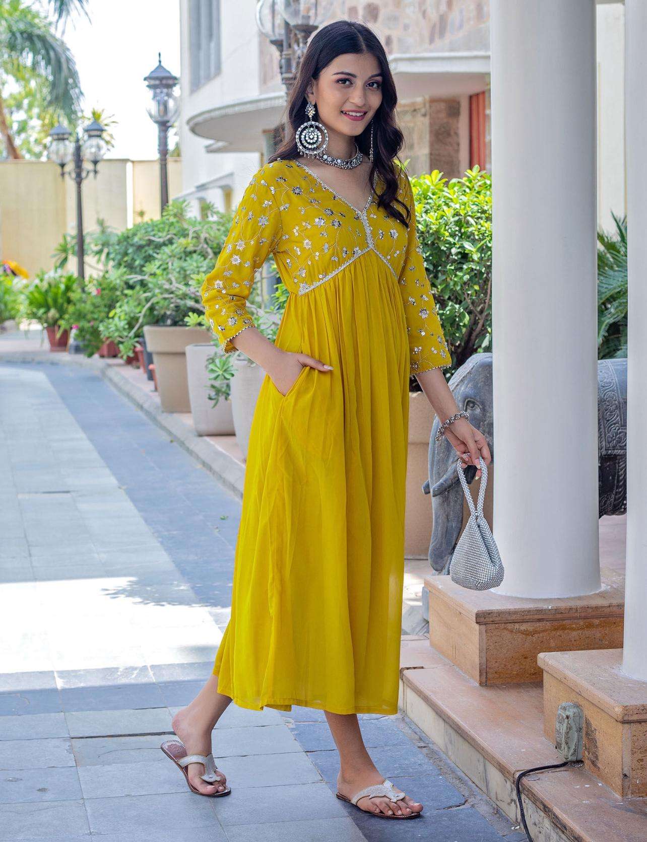 Women's Rayon embroidery work Georgette Fit & Flare Dress - Image 4